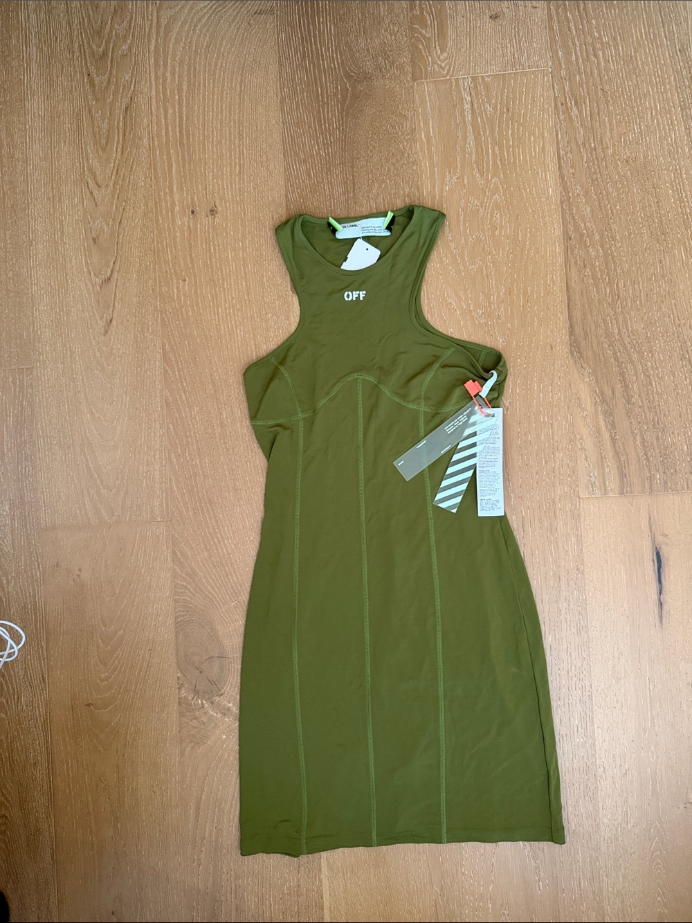 Off-White Olive Green Racerback Midi Dress